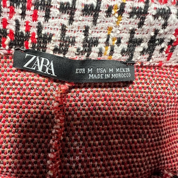 Zara Tweed Dress Pink Mix Cotton Blend Collared Short Sleeve - Picture 9 of 9